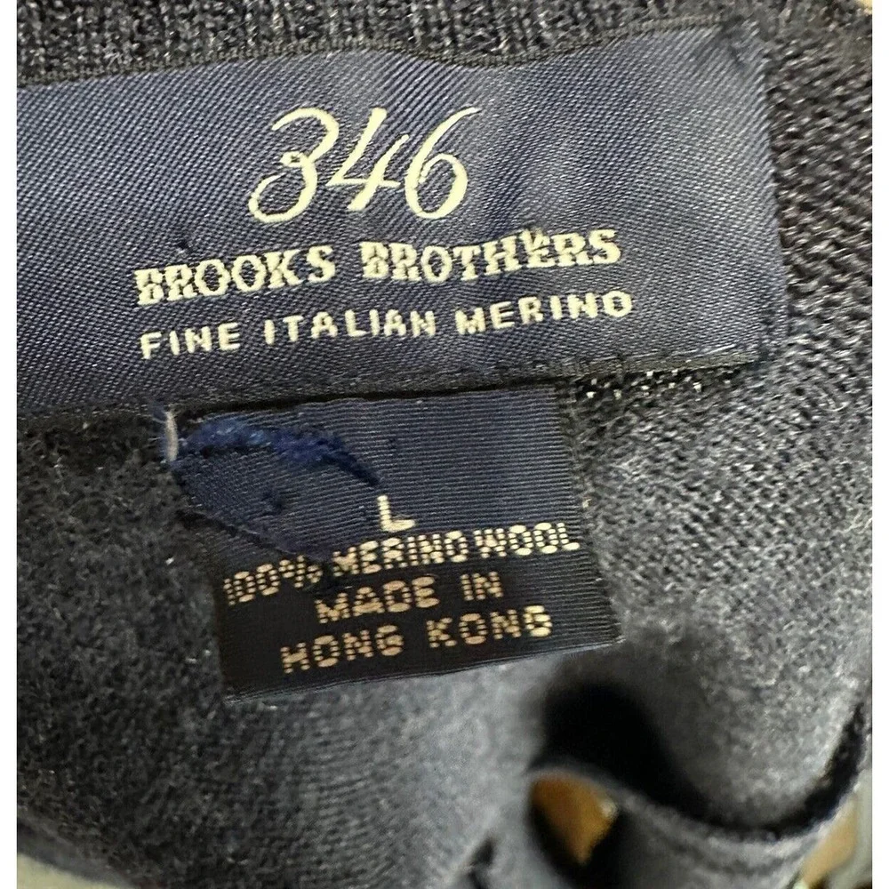 Brooks Brothers 346 Mens Size Large Blue 100%Merino Wool V Neck Pullover Sweater